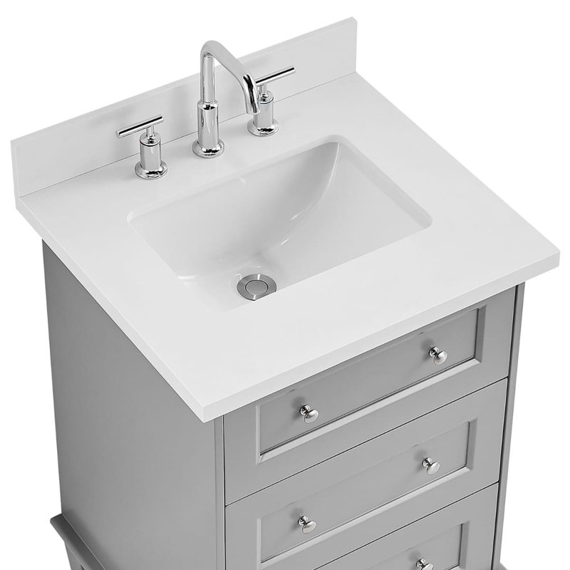 Nora 24" Freestanding Standard Single Bathroom Vanity with Top, Gray