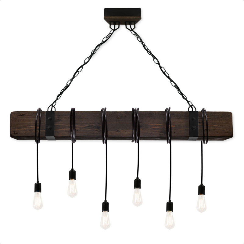 Îlot de cuisine 6 lumières - Poutre rustique en bois rustique