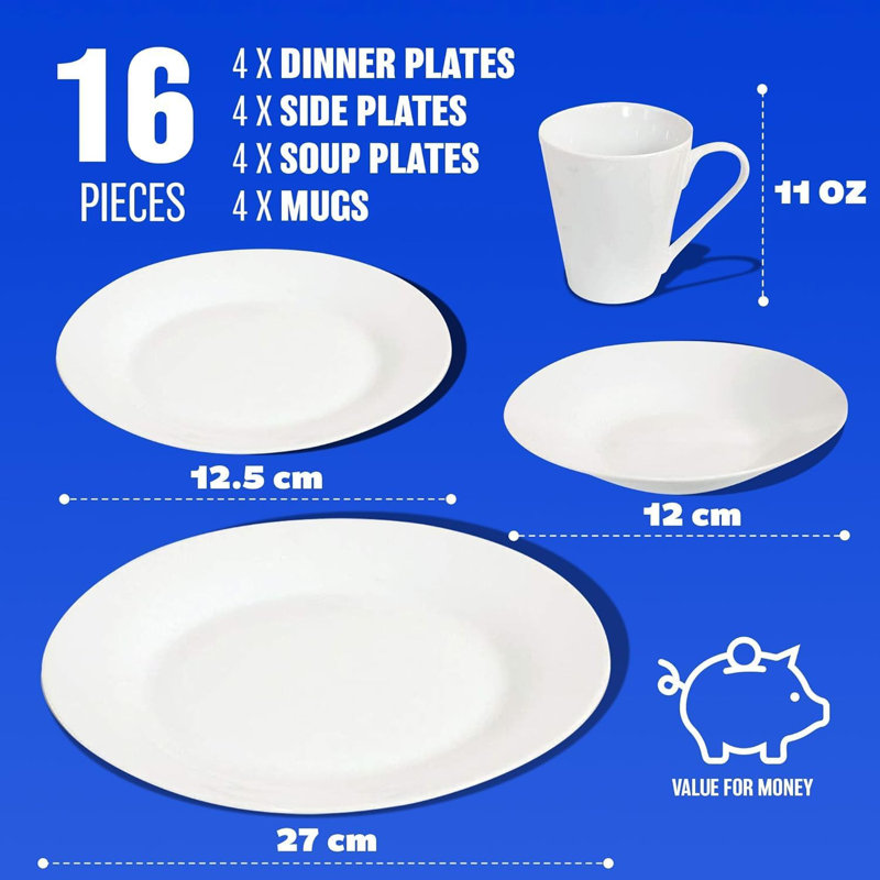 Orbra Piece Porcelain Dinnerware Set - Service for 4