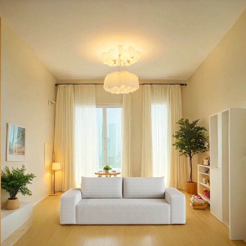 Canapé en velours côtelé Corduroy, Blanc, H 25,22 po x l 70,92 po x P 35,46 po