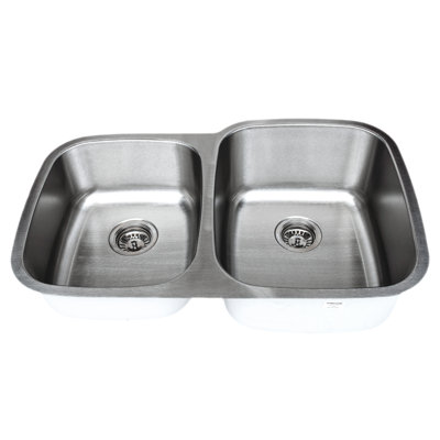 Craftsmen Series 32.13 " L Undermount Double Bowl Stainless Steel Kitchen Sink