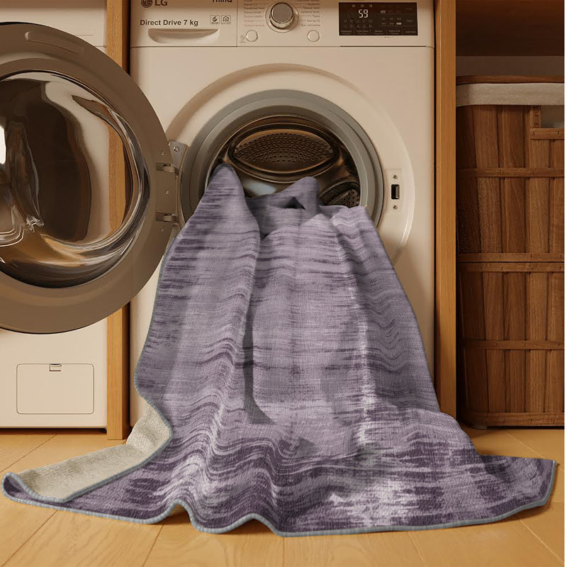 Tapis rose lavable à la machine, Rond 3 pi