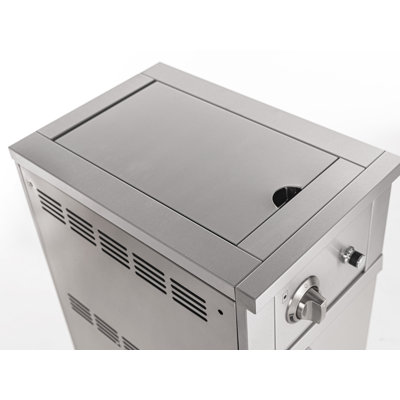 Ensemble d'armoires d'extérieur gris ardoise en aluminium 6 pièces avec 3 tiroirs, armoire de barbecue, barbecue au propane liquide 40 po, brûleur latéral et plateau noir Dekton 16 po