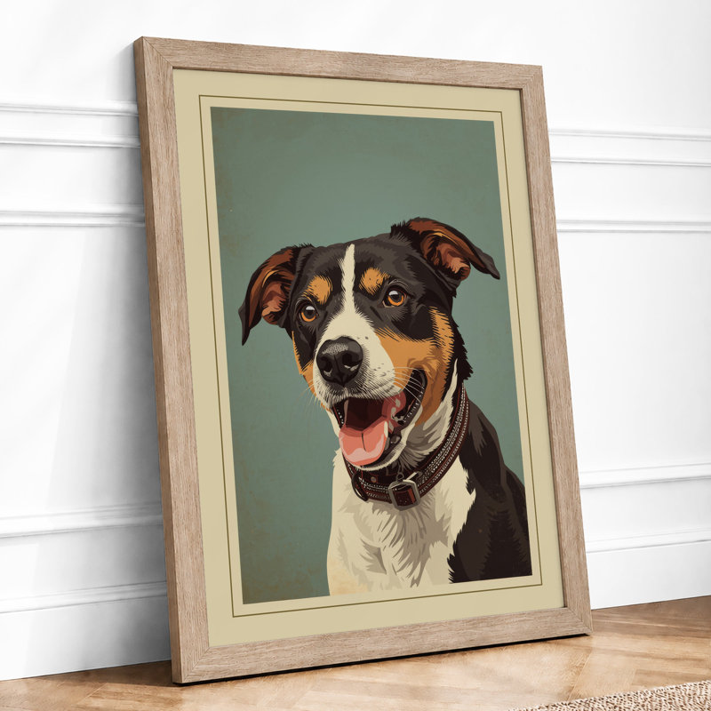 Alert Companion Modern - Framed Print, A2 - 59.4 x 42.0 cm, Oak