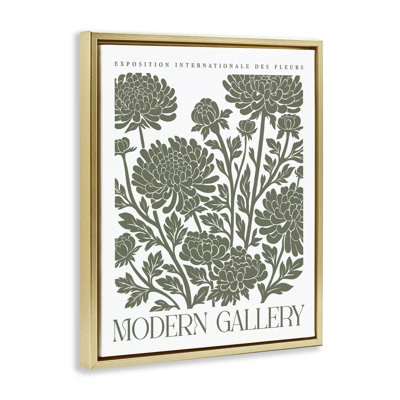 «Moss Green Floral Gallery», art mural encadré sur toile flottante