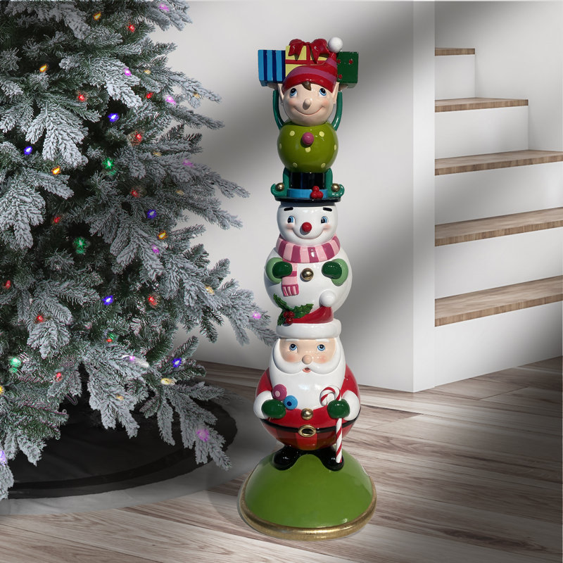 37" Resin Elf Snowman Santa Stacker