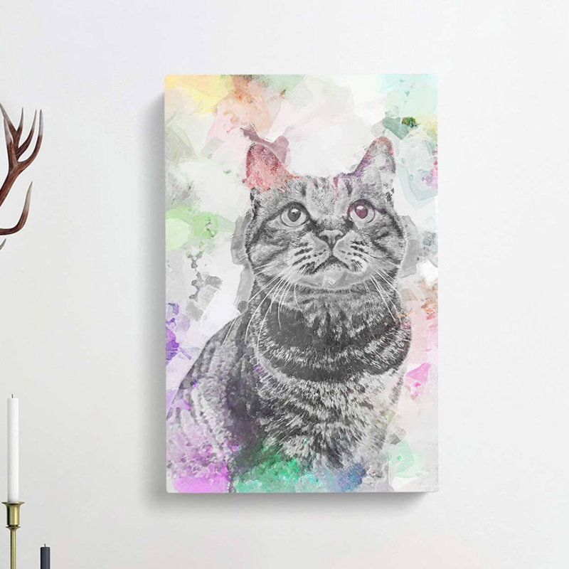 Colours of a Cat in Abstract - Wrapped Canvas, 91cm H x 60cm W x 3cm D