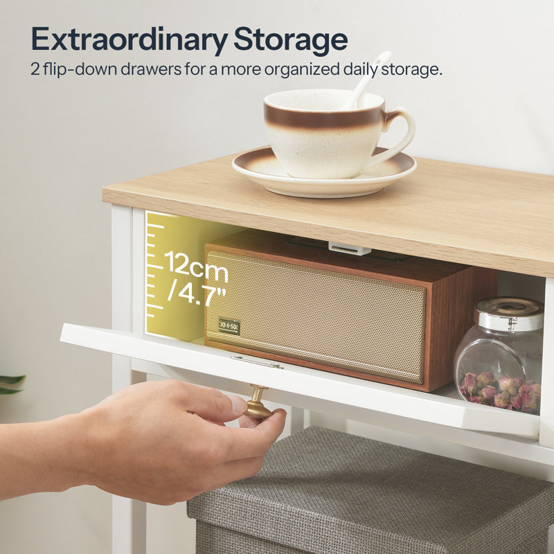 Console 31,5 po avec tiroirs Jennabella, Naturel / blanc