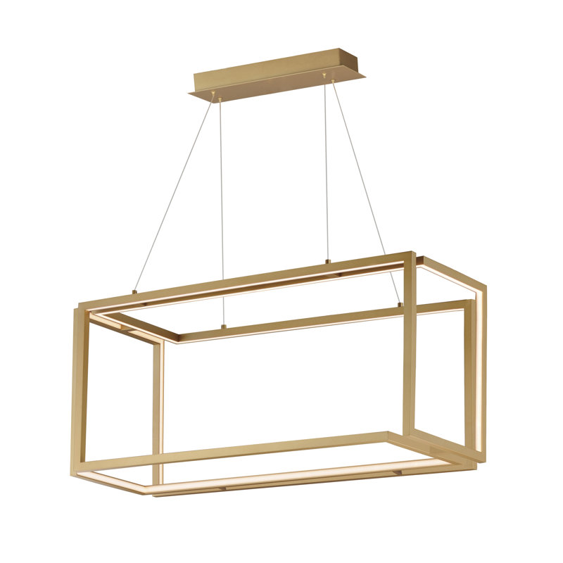 Joquin 1 - Light Gold LED Square/Rectangle Pendant, Gold