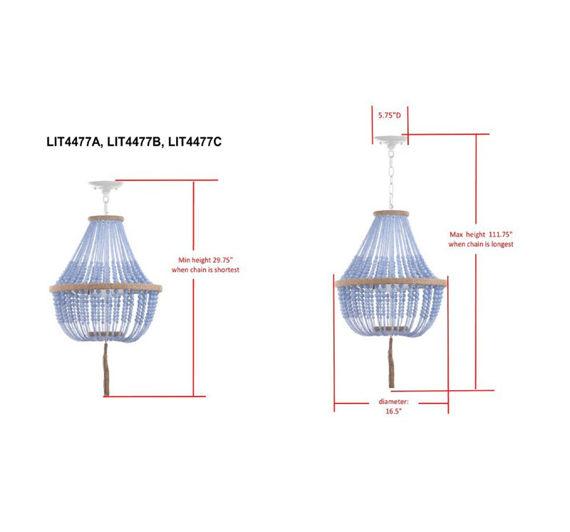 Llandel 3 - Light Dimmable Empire Chandelier, Cream