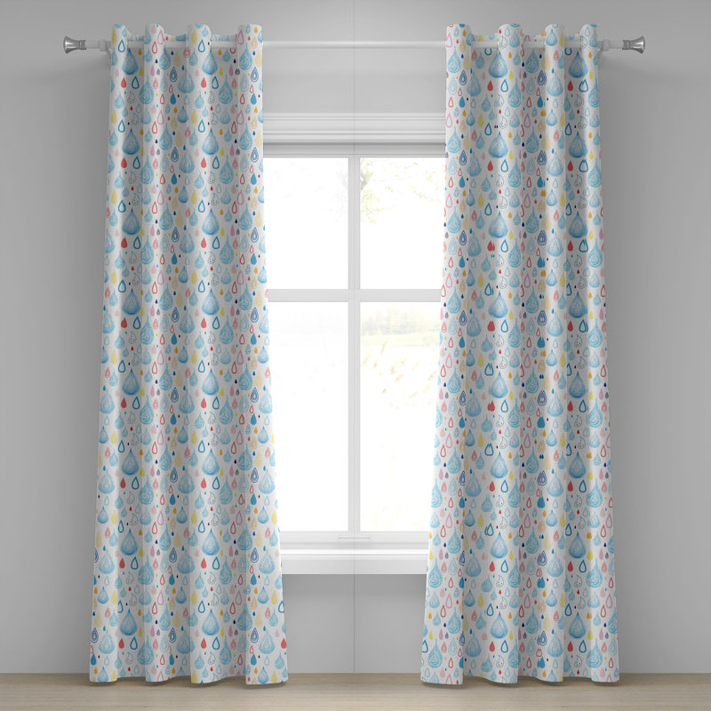 Dakota Fields Rain Grommet Curtain 2-Panel Window Drapes, 50"x108", Multicolor, 50" W x 72" L