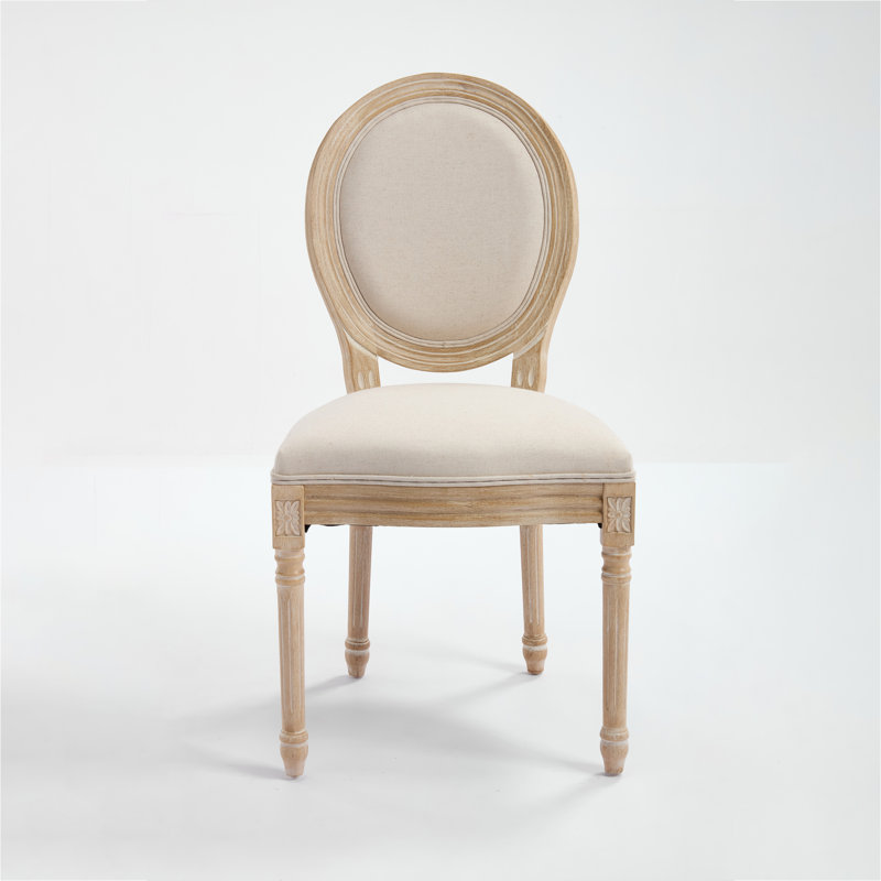 Ensemble de 2 chaises de salle à manger French Country, chaises rembourrées à dossier rond, techniques de tréfilage et de sculpture, démontables, pour le salon, la cuisine, le restaurant, beige