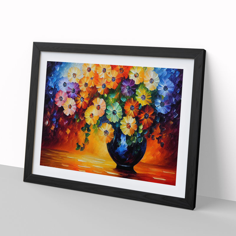 Assorted Flower Bouquet Vol.1 - Single Picture Frame Print, Black, 25cm H x 34cm W