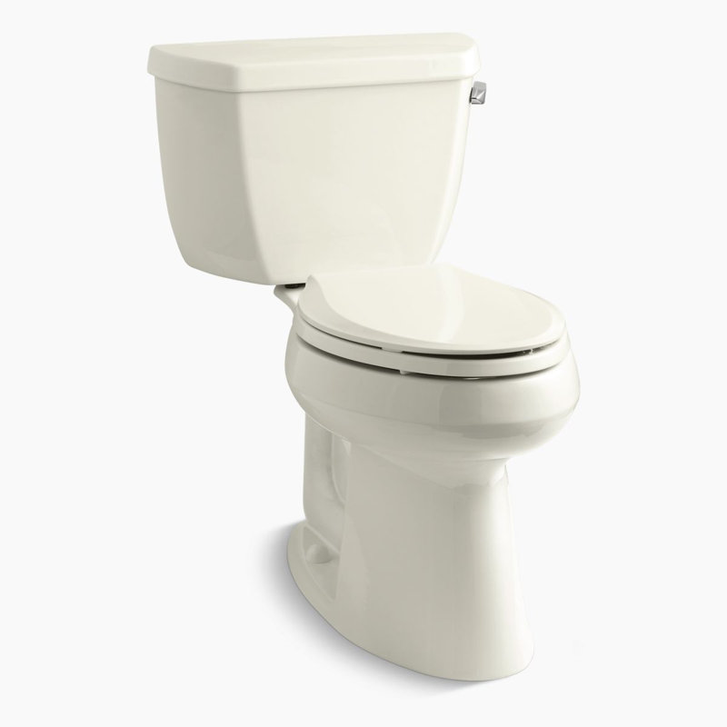 Toilette allongée deux pièces écoénergétique 1,28 GPF Highline (siège non inclus), Biscuit, Côté gauche