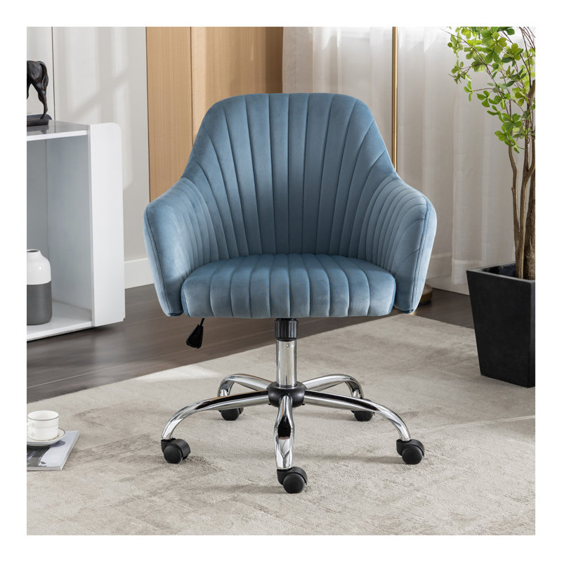 Chaise d'appoint Chaise de loisir moderne avec hauteur de velours réglable et roulettes réglables, Bleu clair