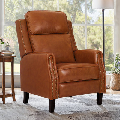 Evridiki 43.7" H x 28.7" W Manual Top Grain Genuine Leather Recliner