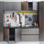 Armoire de garage murale de la série - Gris métallique avec conception à fermeture douce, rangement en profondeur, résistance à l'eau et à la chaleur, et résistance aux rayures, aux taches