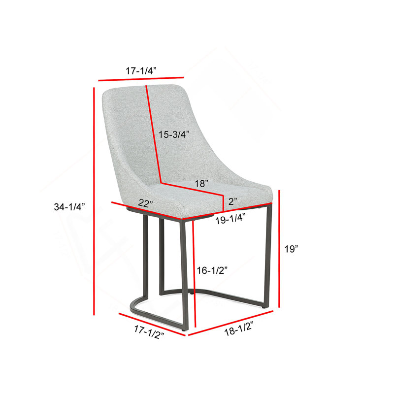 Ensemble de 2 chaises rembourrées à revêtement en métal incurvé et neutre