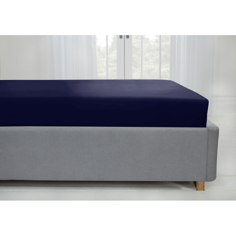 17 Stories Kirke Flannel Fitted Sheet, Kingsize (5'), Navy
