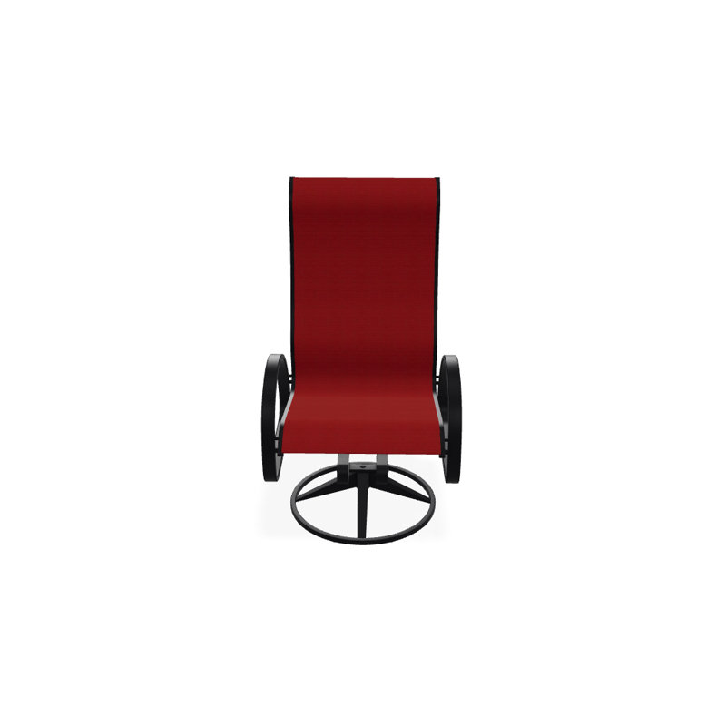 Fauteuil de patio pivotant Hiraku, Rouge 1D Sunbrella®, Noir texturé