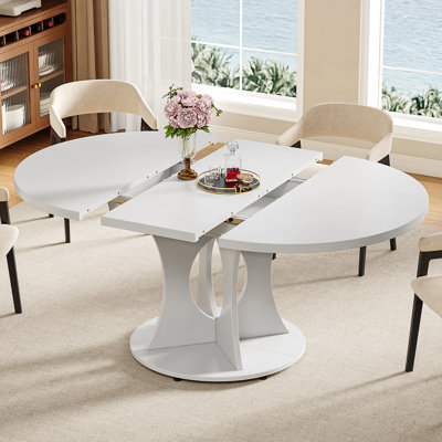 59" Extendable Solid Wood Round Dining Table with Storage