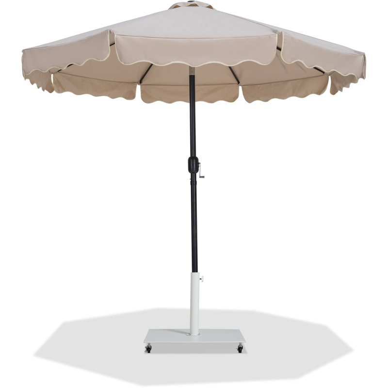 Ensemble de parasol en aluminium avec passepoil Amalfi, Noir, noir, noir, noir, Beige