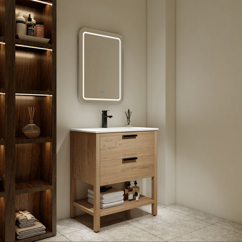 Meuble-lavabo 30 po avec deux tiroirs, Blanc
