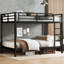 Lit superposé double au-dessus d'un lit double en métal noir - espace, revêtement, rangement et caractéristiques pour les adolescents et les adultes en solide, stable, adultes, avec garde-corps