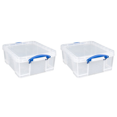 Really Useful Box Plastic Storage Container w/Snap Lid & Clip Lock Handles