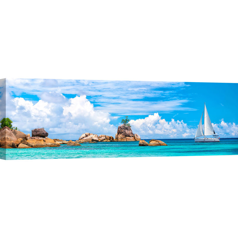 Sailboat at La Digue, Seychelles 1 Piece Wrapped Canvas Wall Art, 40cm H x 120cm W x 4cm D