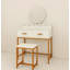 Ensemble coiffeuse blanche et dorée avec tabouret miroir et tiroirs de rangement