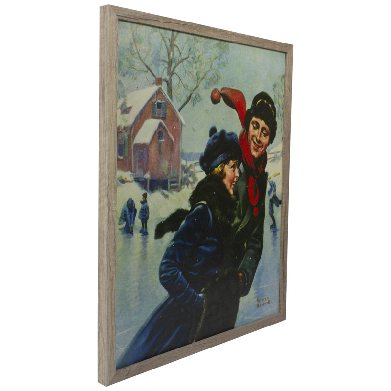 19 po, art mural de Noël «Couple Ice Skating» par Norman Rockwell