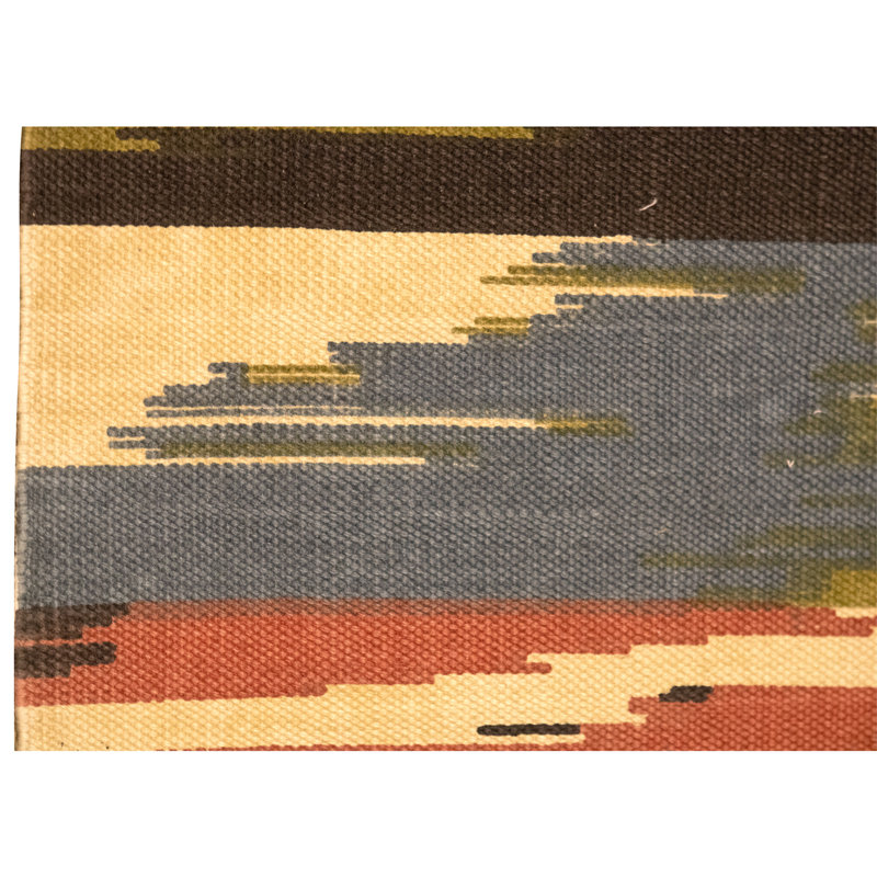 Tapis rectangulaire en laine à tissage plat