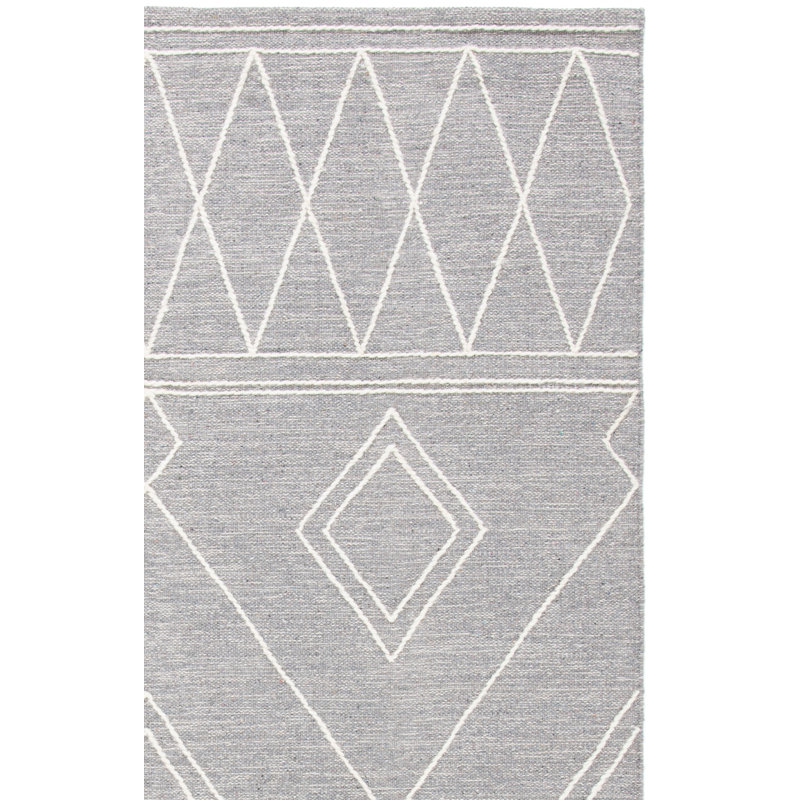 Holtby Southwestern Handmade Flatweave Gray/Ivory Area Rug, Rectangle 4' x 6'