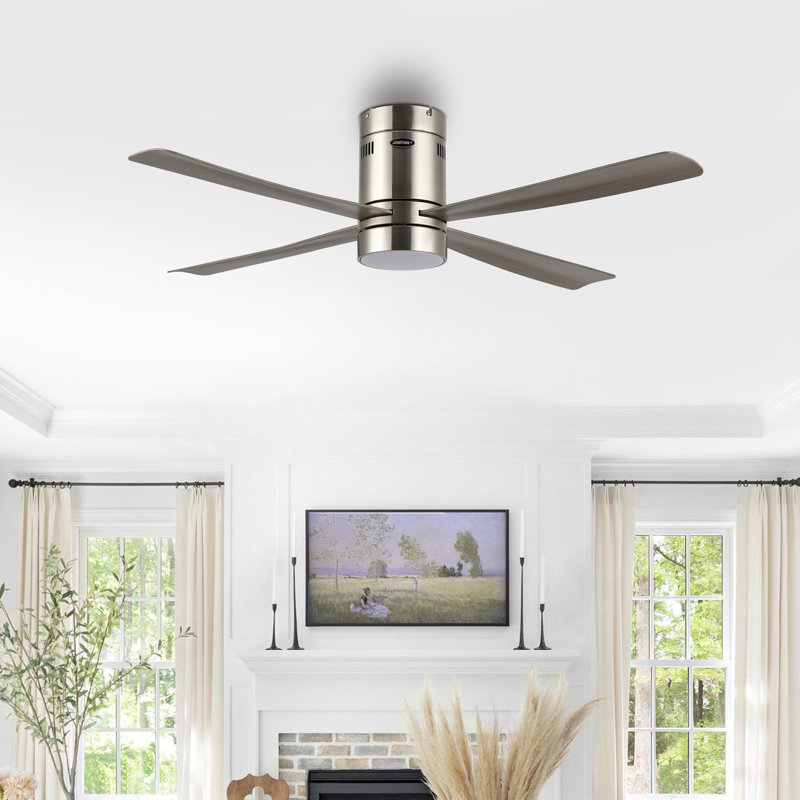 Theo 52'' Ceiling Fan with LED Lights, Gray Wood Finish