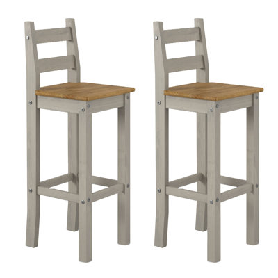 Ameirah Pine Solid Wood Bar Stool with Solid Wood Frame