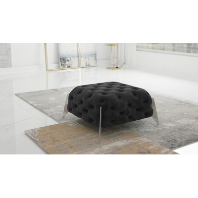 Juneri 80 cm W Velvet Tufted Square Footstool