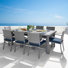 Ensemble repas pour patio en osier 8 personnes avec coussins Sunbrella Ehrenfried
