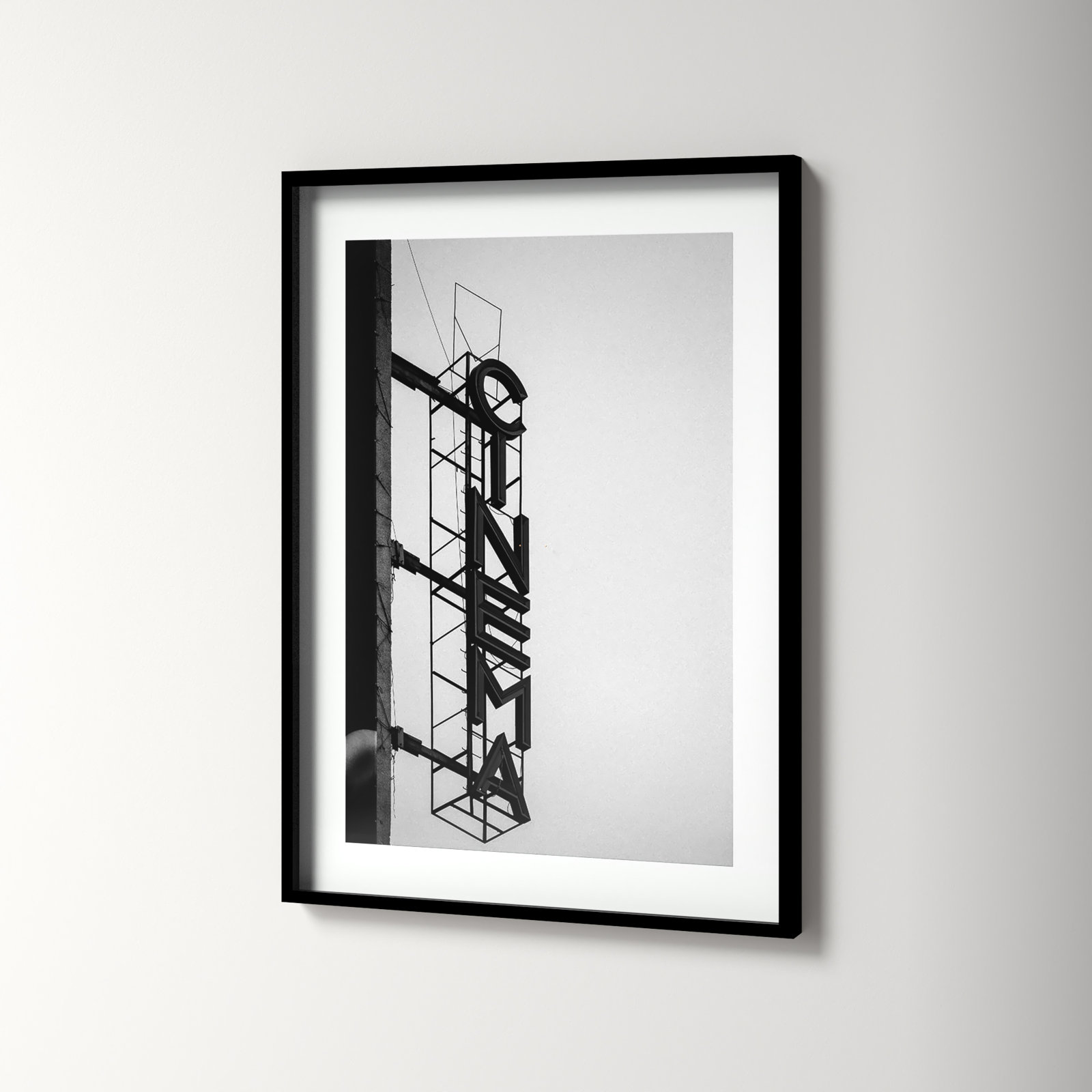 Cinema Marquee Sign Photo Print, 43.12" H x 31.12" W x 0.88" D, Black