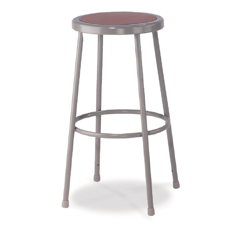 Durable 24" Gray Steel Industrial Stool for Workshops and Labs