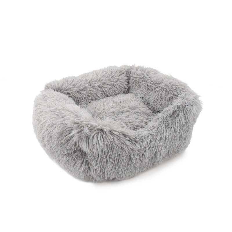 Lit pour chien Elam Super Lux Shaggy, Petit (l 20 po x P 16 po x H 7 po), Gris