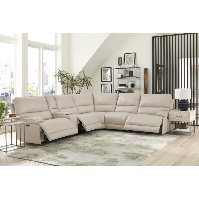 Adlan 127" Wide Leather Match Symmetrical Modular Corner Sectional