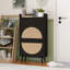 Armoire à chaussures en rotin avec double tablette et pieds en bois de pin, naturel