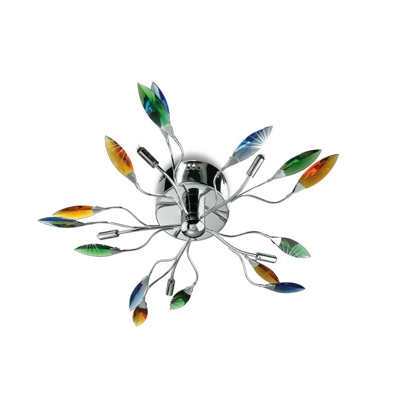 Crystal Semi Flush Mount, Amber, blue and green