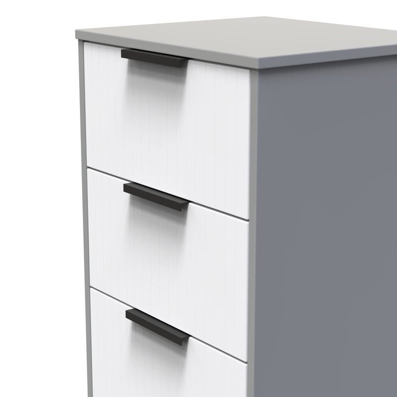 Atsumi 45cm W Manufactured Wood Bedside Table, White Matt/Dusk Grey