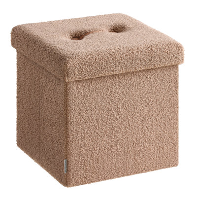 38 cm W Teddy Tufted Square Cube Ottoman with Storage