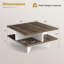 Table basse carrée à 2 niveaux avec 4 compartiments de rangement