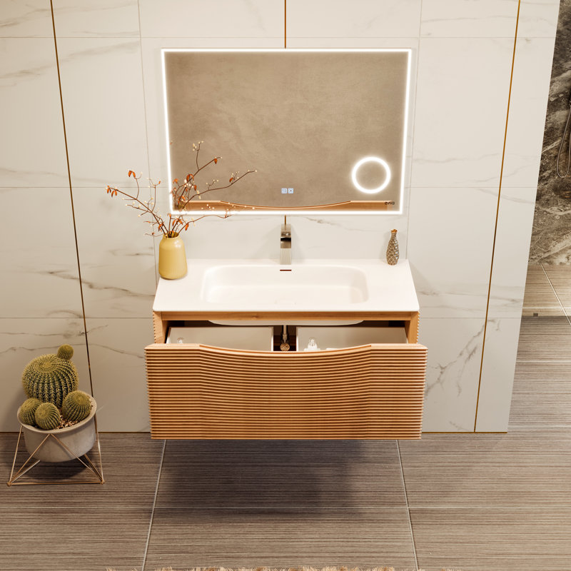 Kambrey 31.5'' Single Bathroom Vanity with Solid Surface Top