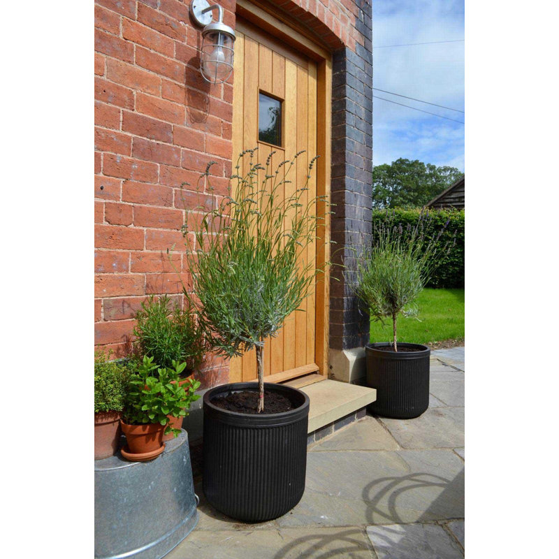 Vintage Ribbed Handmade Pot Planter, 24cm H x 23cm W x 23cm D