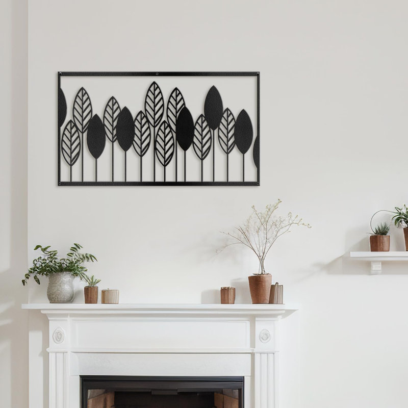 Décoration murale en métal, H 15 po x l 30 po x P 0,05 po, Noir